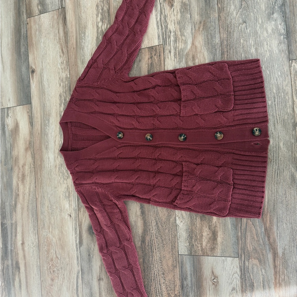 Cable Knit Burgundy Sweater
